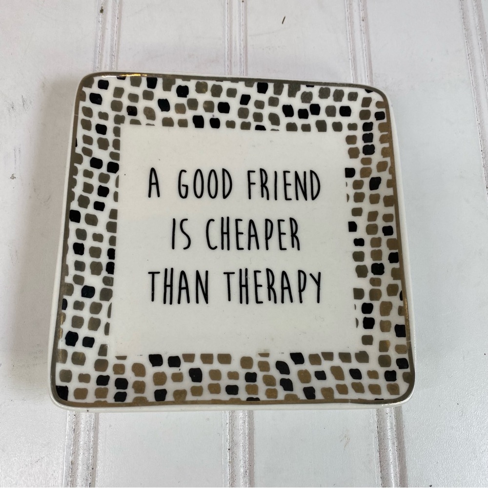 Mary Square gold & black trinket tray